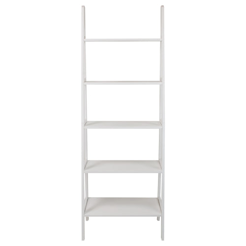 5-Shelf Ladder Bookcase-White - Casual Home