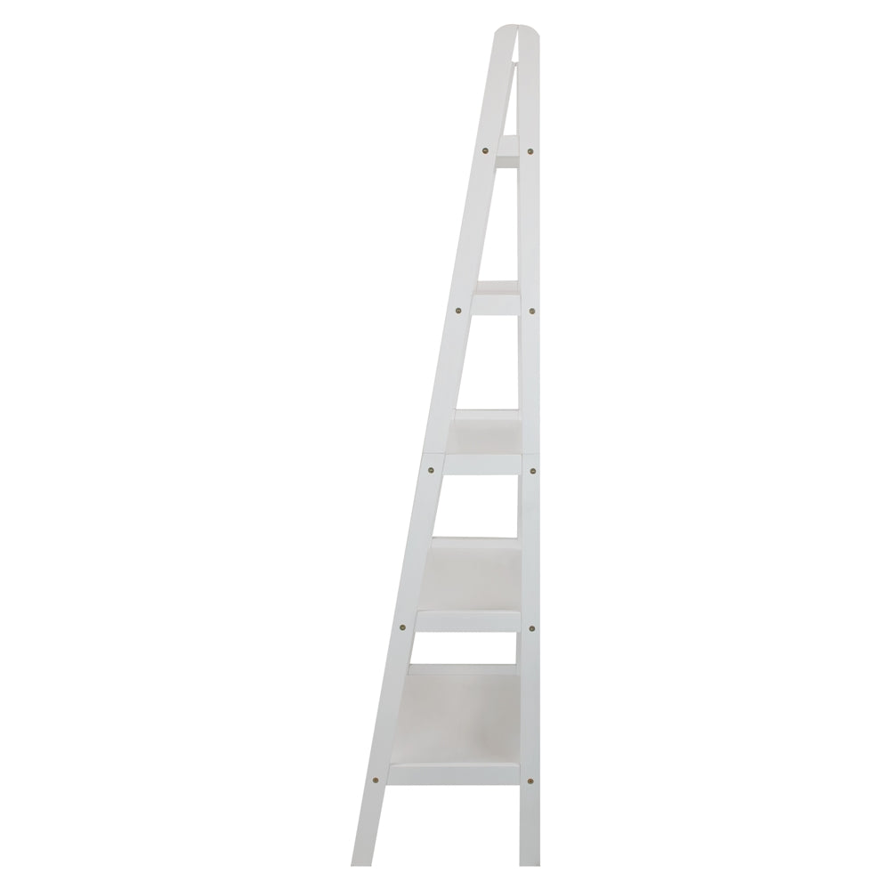 5-Shelf Ladder Bookcase-White - Casual Home
