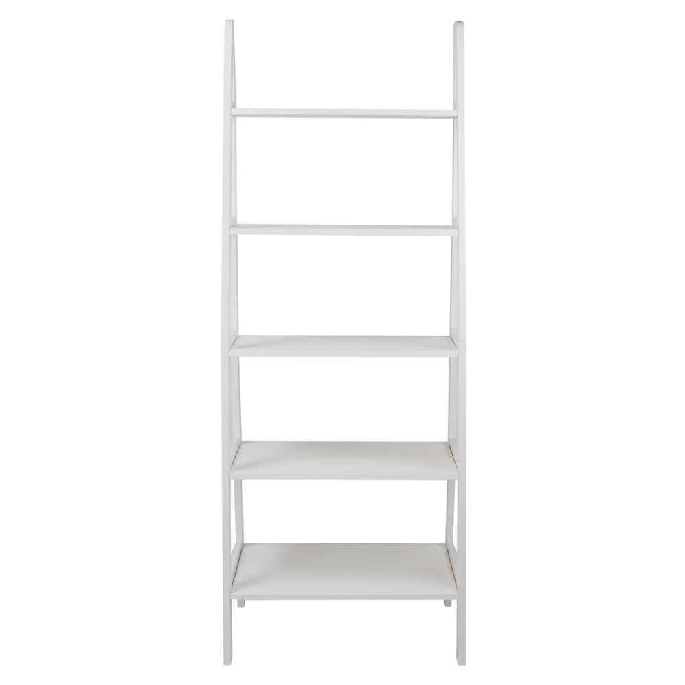 5-Shelf Ladder Bookcase-White - Casual Home
