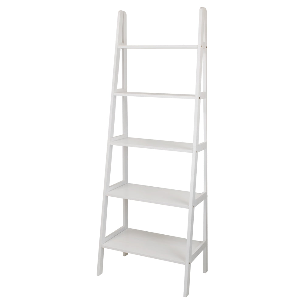 5-Shelf Ladder Bookcase-White - Casual Home
