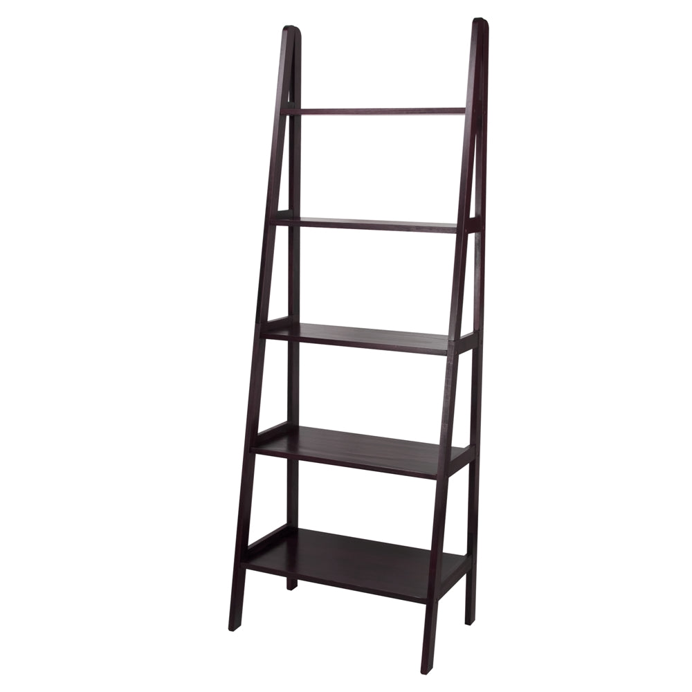 5-Shelf Ladder Bookcase-Espresso - Casual Home