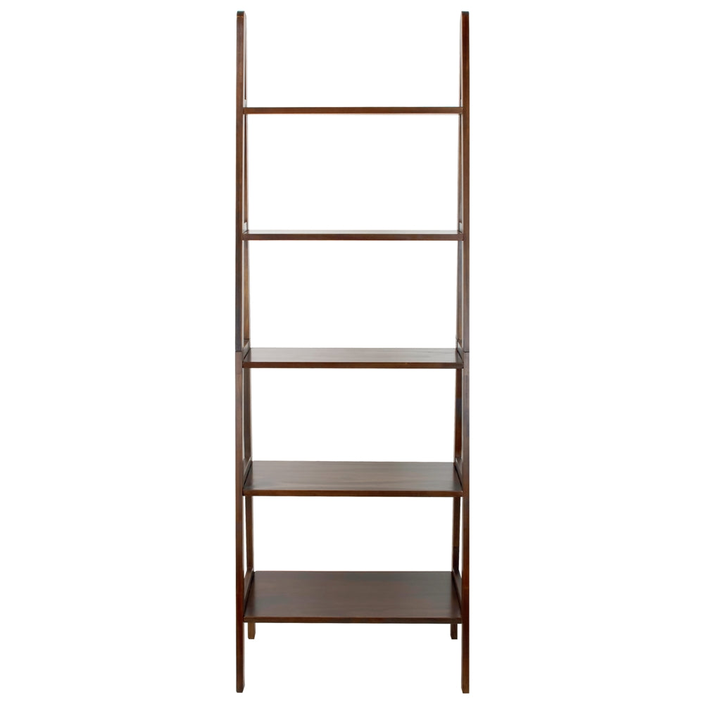5-Shelf Ladder Bookcase-Warm Brown - Casual Home