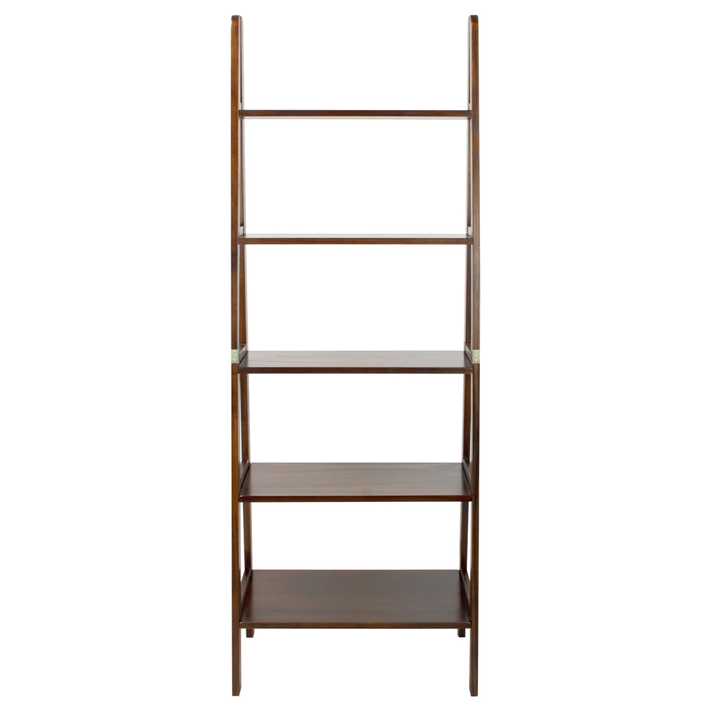 5-Shelf Ladder Bookcase-Warm Brown - Casual Home