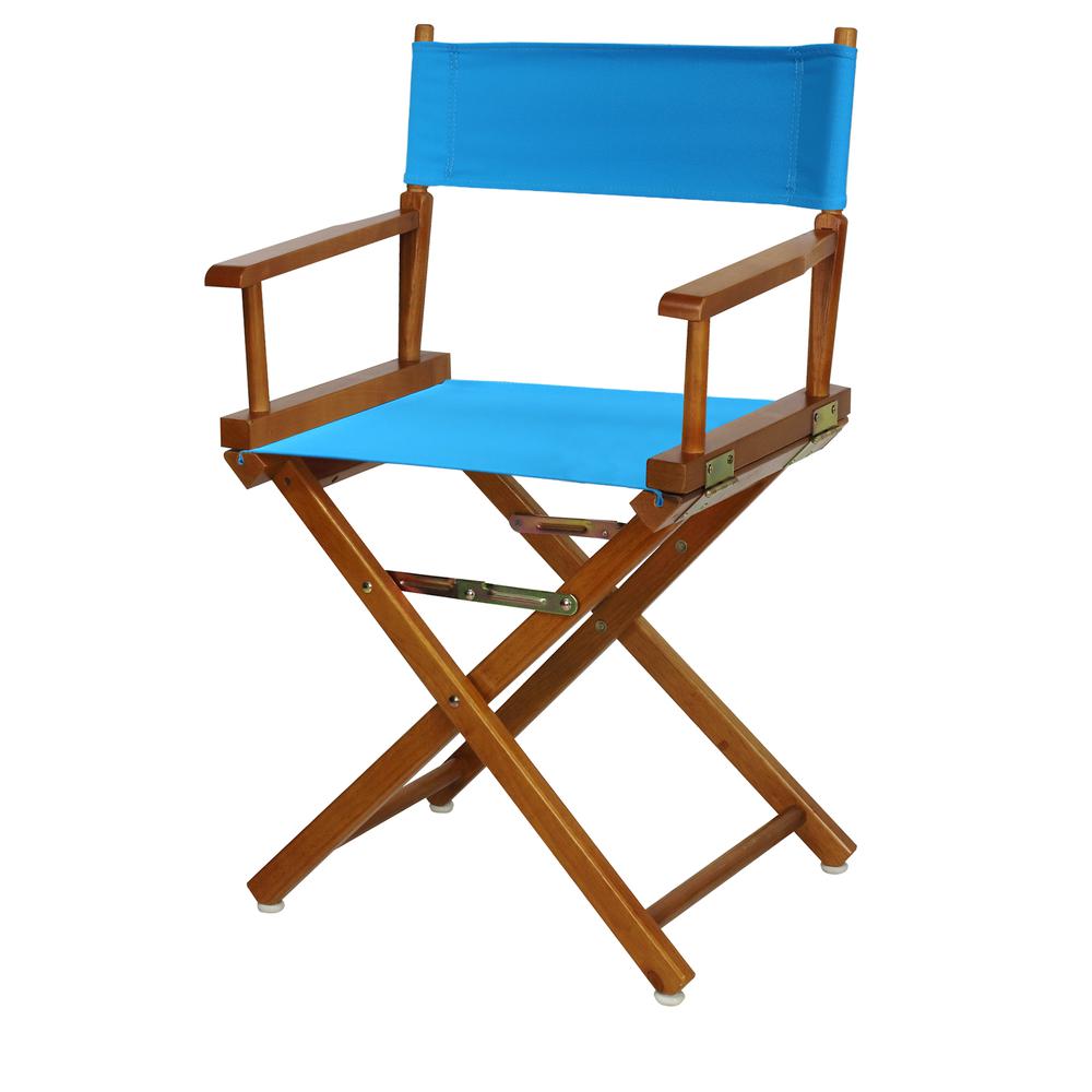 18'' Director's Chair Honey Oak Frame-Turquoise Canvas - Casual Home