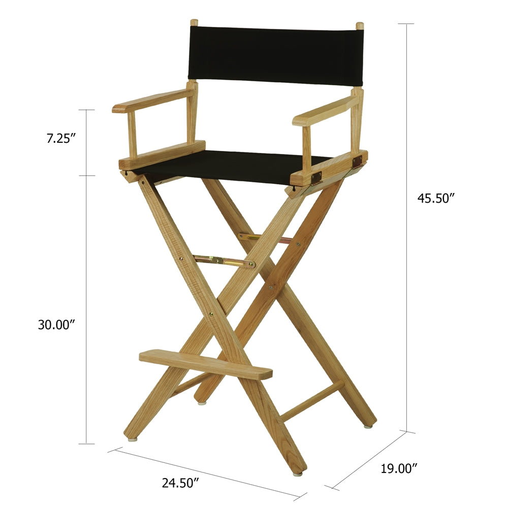 American Trails Extra-Wide Premium 30''  Directors Chair Natural Frame W/Black Color Cover