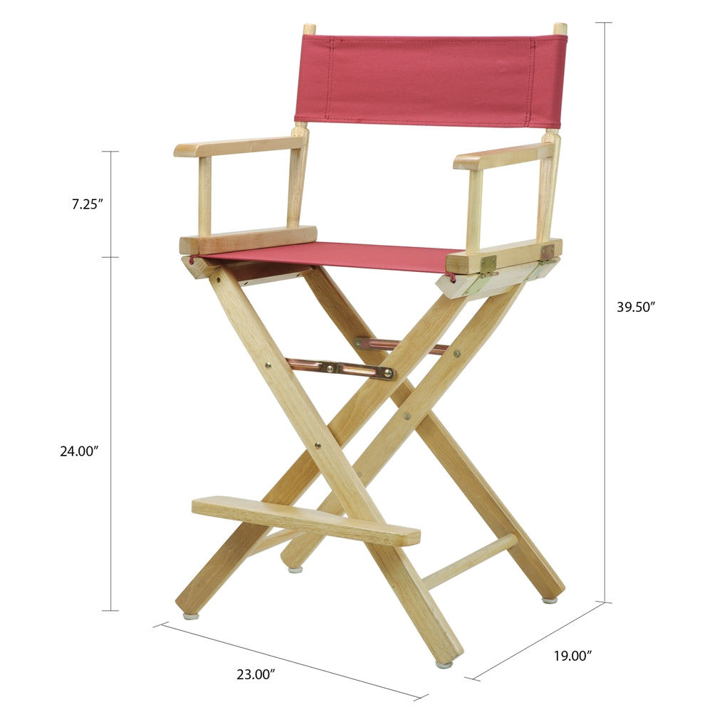 24'' Director's Chair Natural Frame-Burgundy Canvas - Casual Home