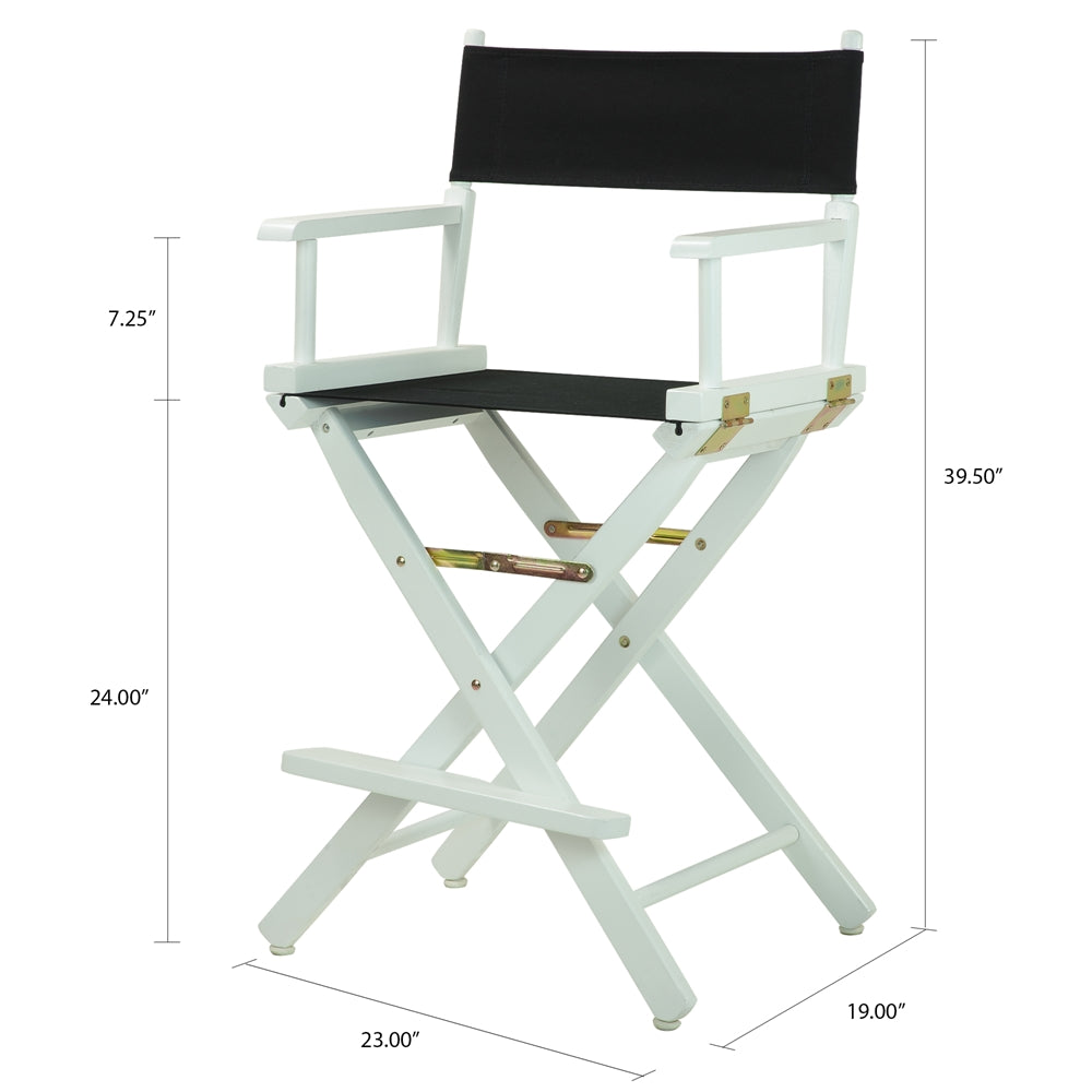 24'' Director's Chair White Frame-Black Canvas - Casual Home