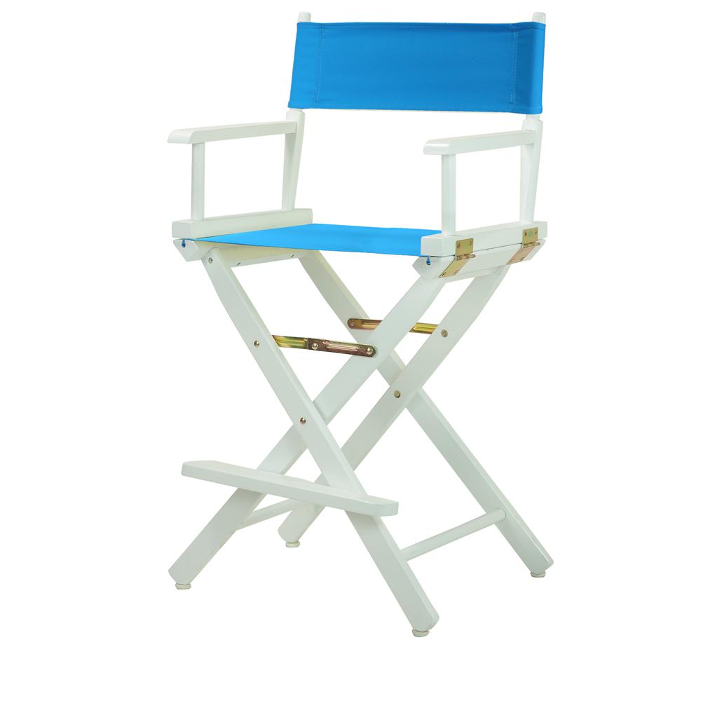 24'' Director's Chair White Frame-Turquoise Canvas - Casual Home