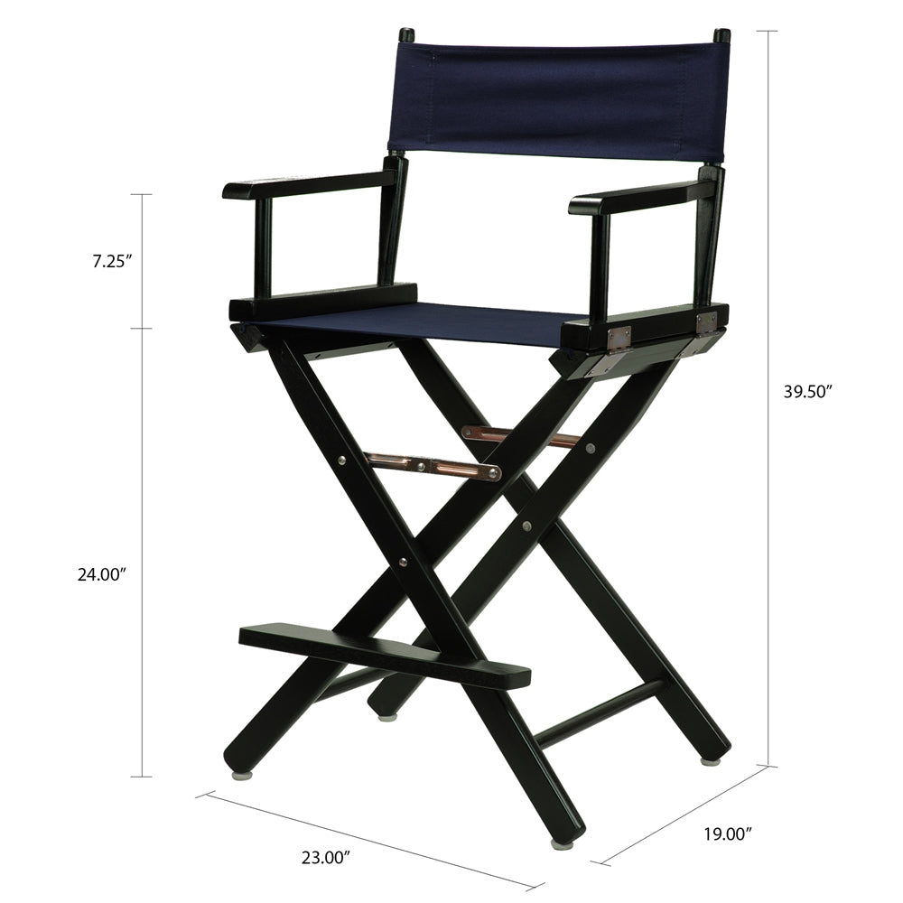 24'' Director's Chair Black Frame-Navy Blue Canvas - Casual Home