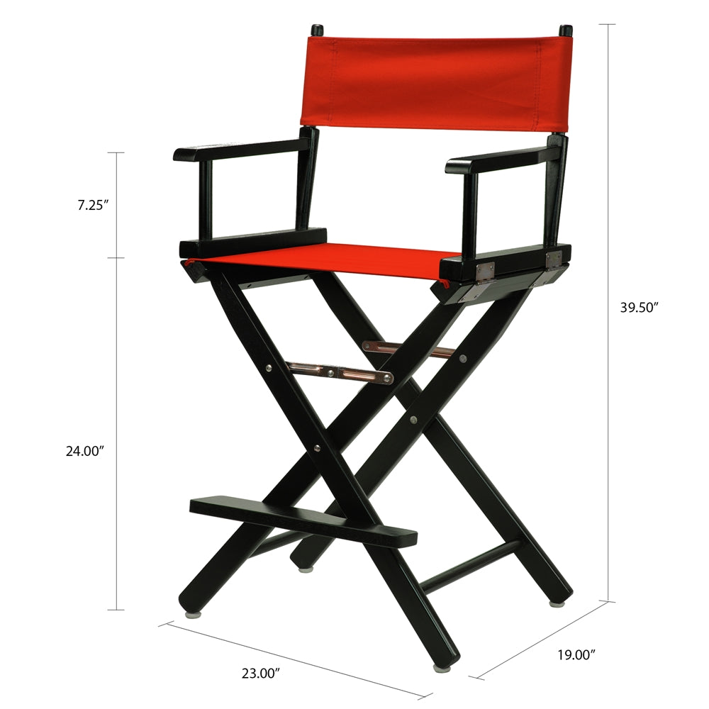24'' Director's Chair Black Frame-Red Canvas - Casual Home