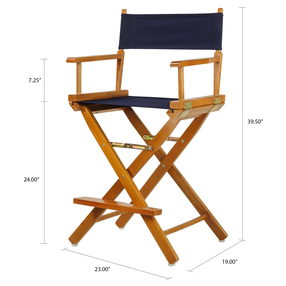 24'' Director's Chair Honey Oak Frame-Navy Blue Canvas - Casual Home