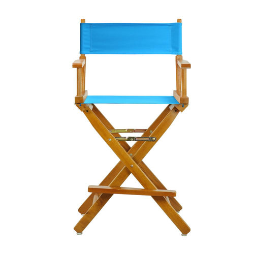 24'' Director's Chair Honey Oak Frame-Turquoise Canvas - Casual Home