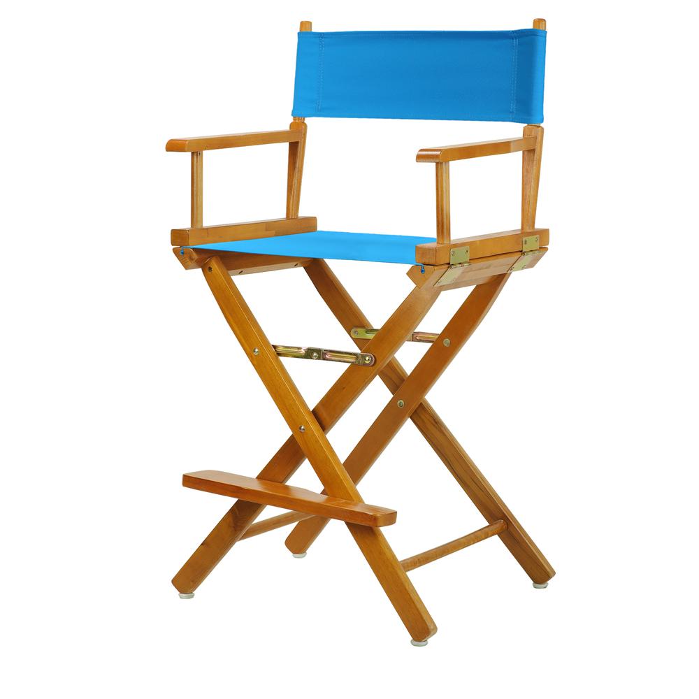 24'' Director's Chair Honey Oak Frame-Turquoise Canvas - Casual Home