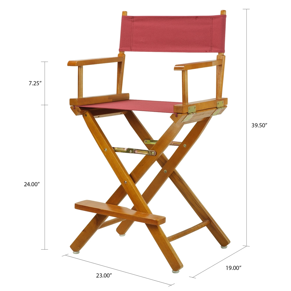 24'' Director's Chair Honey Oak Frame-Burgundy Canvas - Casual Home