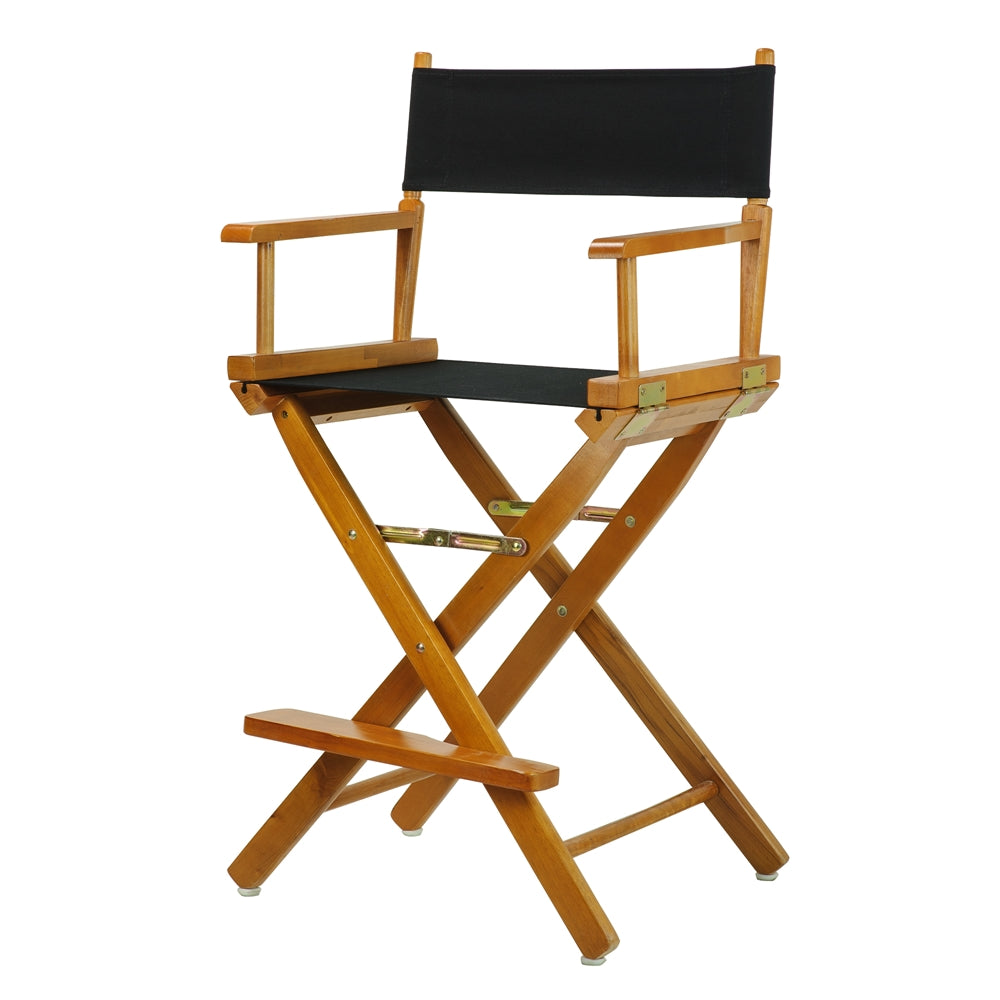 24'' Director's Chair Honey Oak Frame-Black Canvas - Casual Home