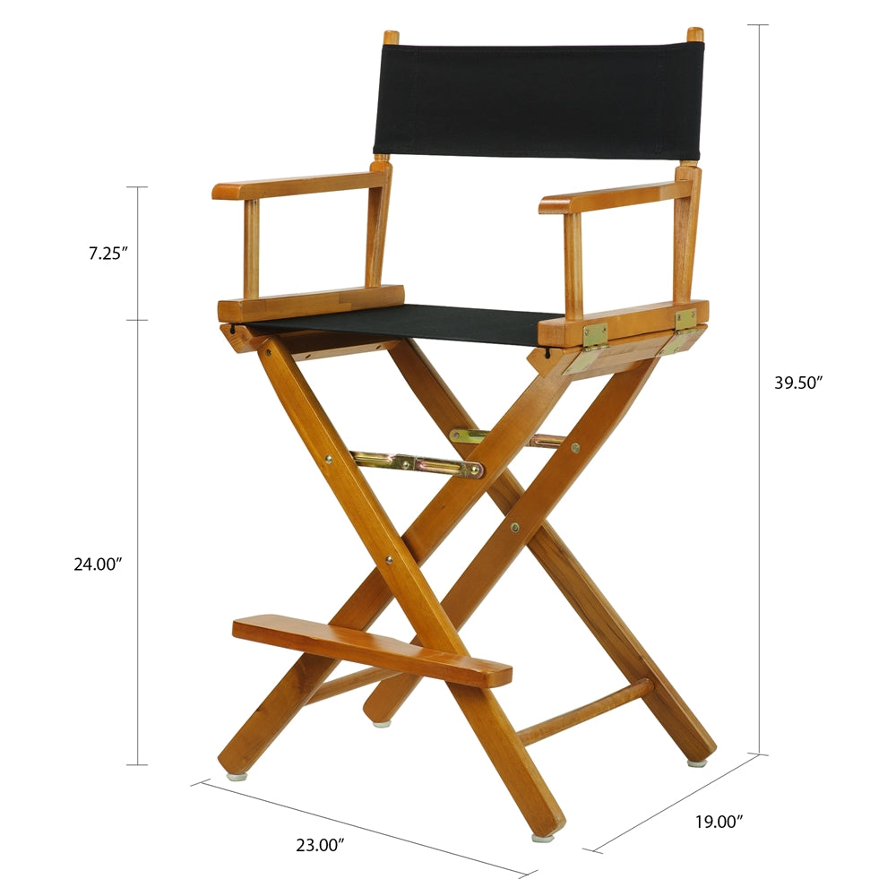 24'' Director's Chair Honey Oak Frame-Black Canvas - Casual Home