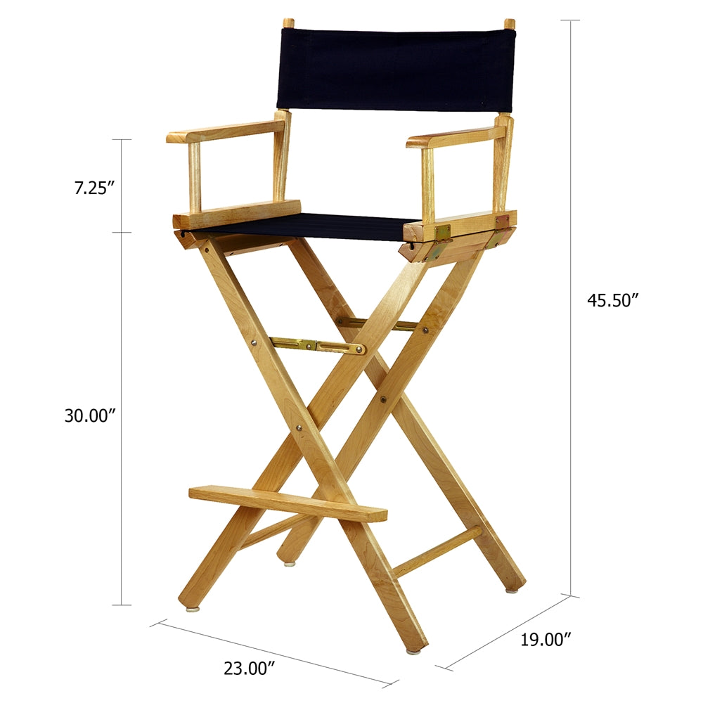 30'' Director's Chair Natural Frame-Navy Blue Canvas - Casual Home
