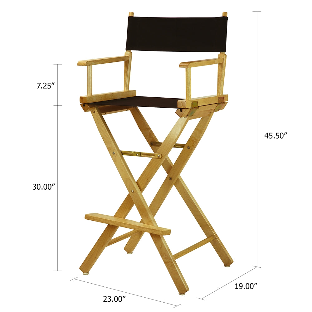 30'' Director's Chair Natural Frame-Black Canvas - Casual Home