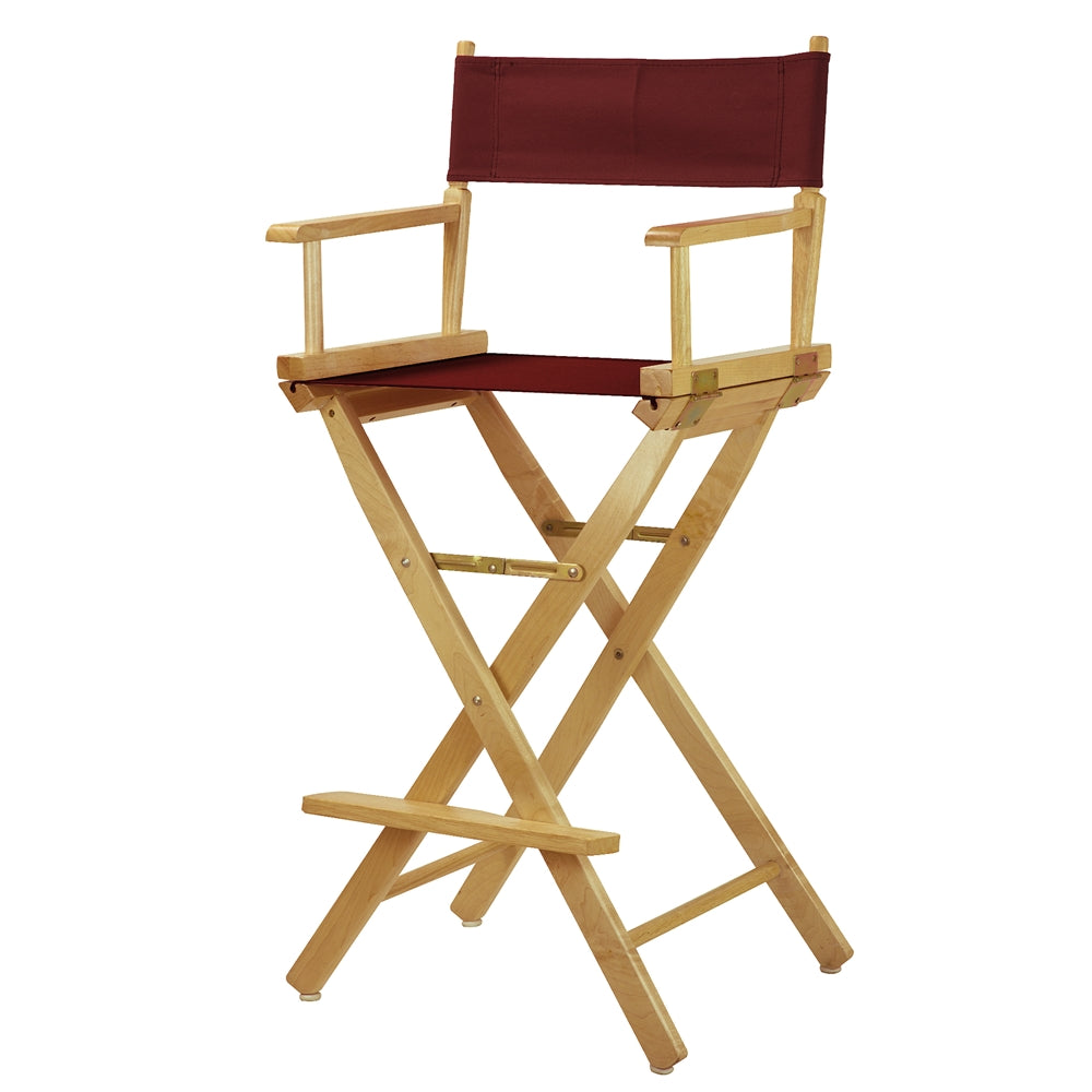 30'' Director's Chair Natural Frame-Burgundy Canvas - Casual Home