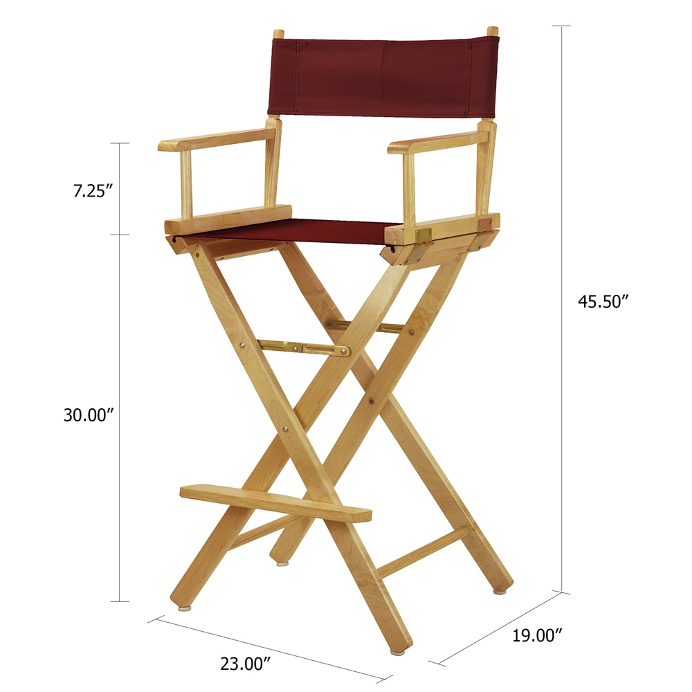 30'' Director's Chair Natural Frame-Burgundy Canvas - Casual Home