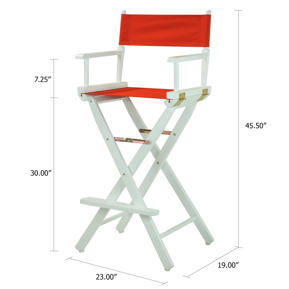 30'' Director's Chair White Frame-Red Canvas - Casual Home