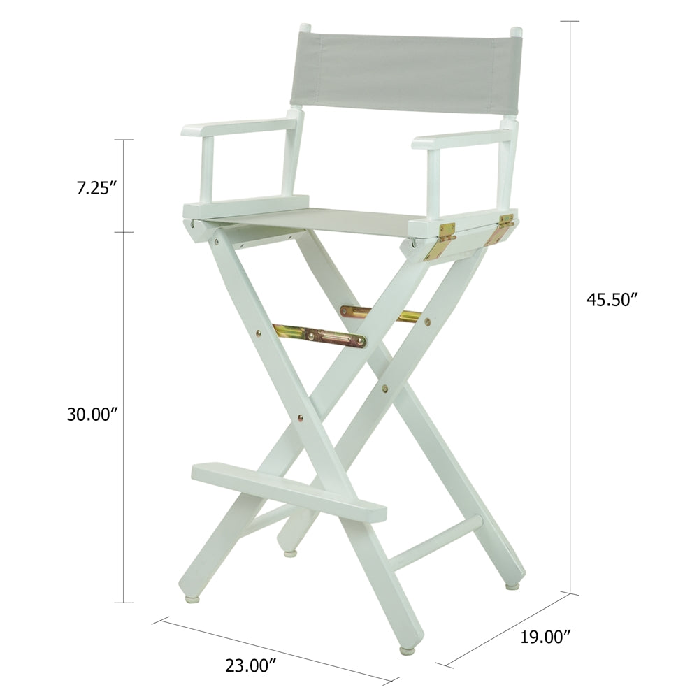 30'' Director's Chair White Frame-Gray Canvas - Casual Home