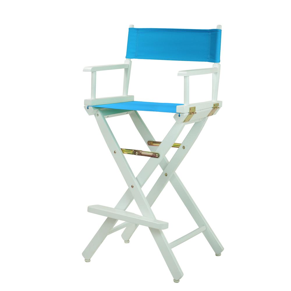 30'' Director's Chair White Frame-Turquoise Canvas - Casual Home