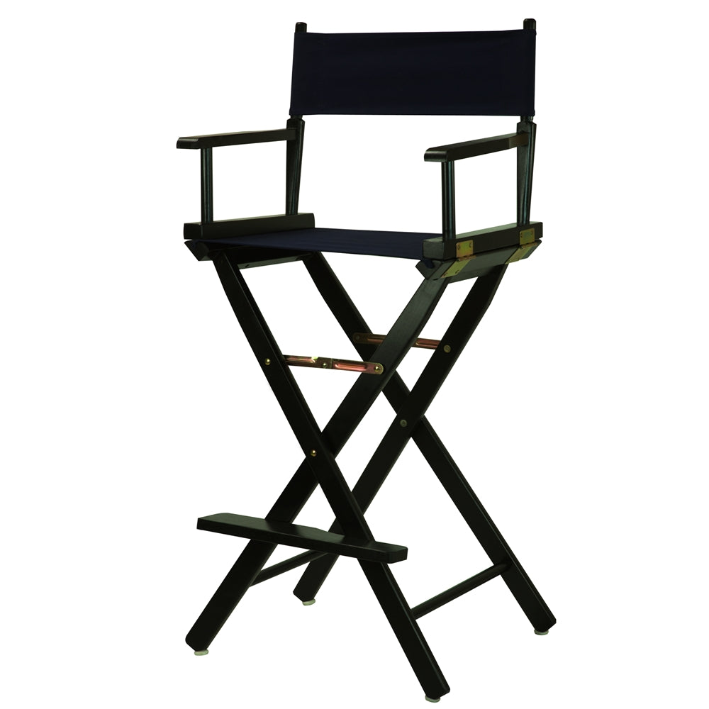 30'' Director's Chair Black Frame-Navy Blue Canvas - Casual Home