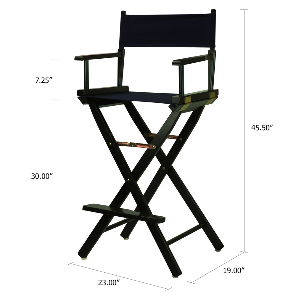 30'' Director's Chair Black Frame-Navy Blue Canvas - Casual Home