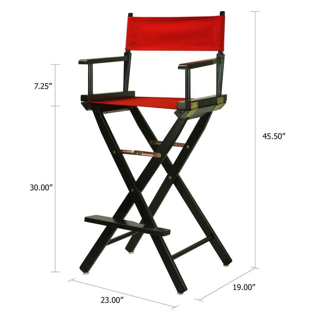 30'' Director's Chair Black Frame-Red Canvas - Casual Home