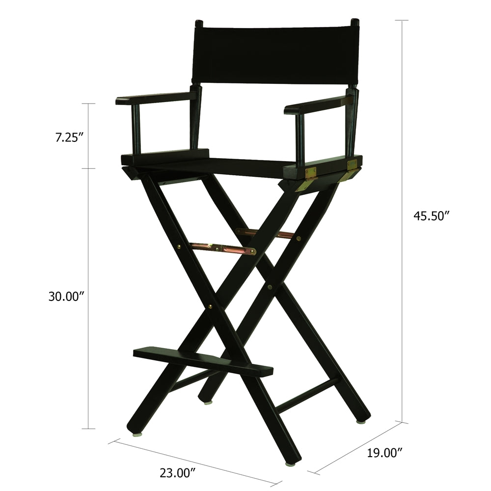 30'' Director's Chair Black Frame-Black Canvas - Casual Home