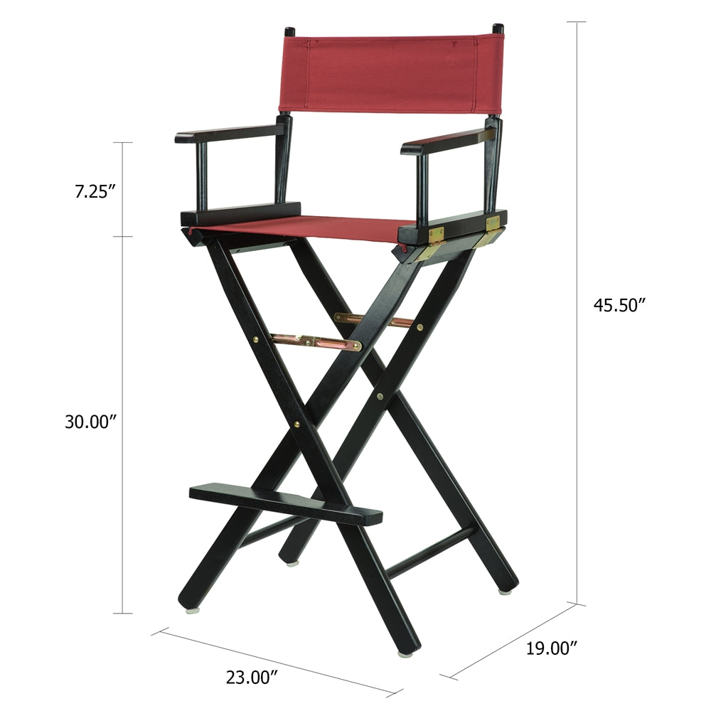 30'' Director's Chair Black Frame-Burgundy Canvas - Casual Home