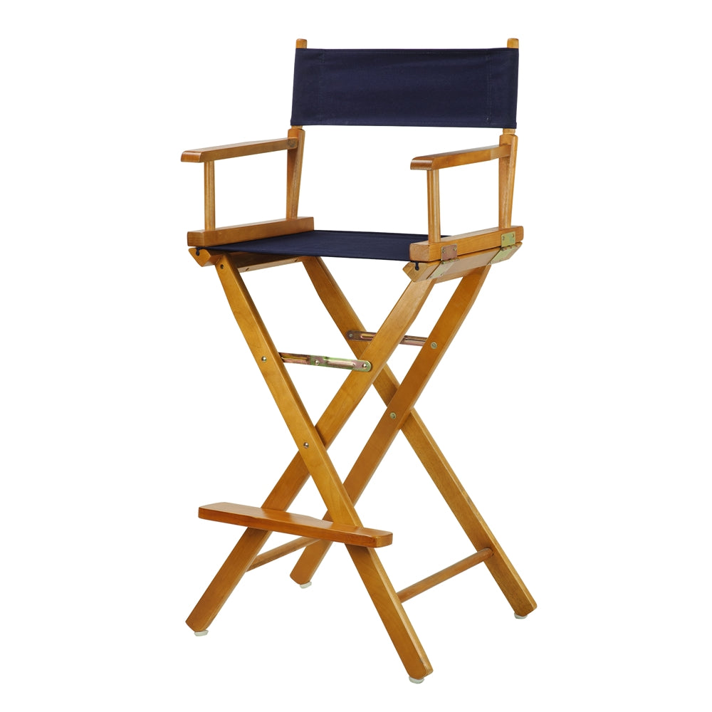 30'' Director's Chair Honey Oak Frame-Navy Blue Canvas - Casual Home