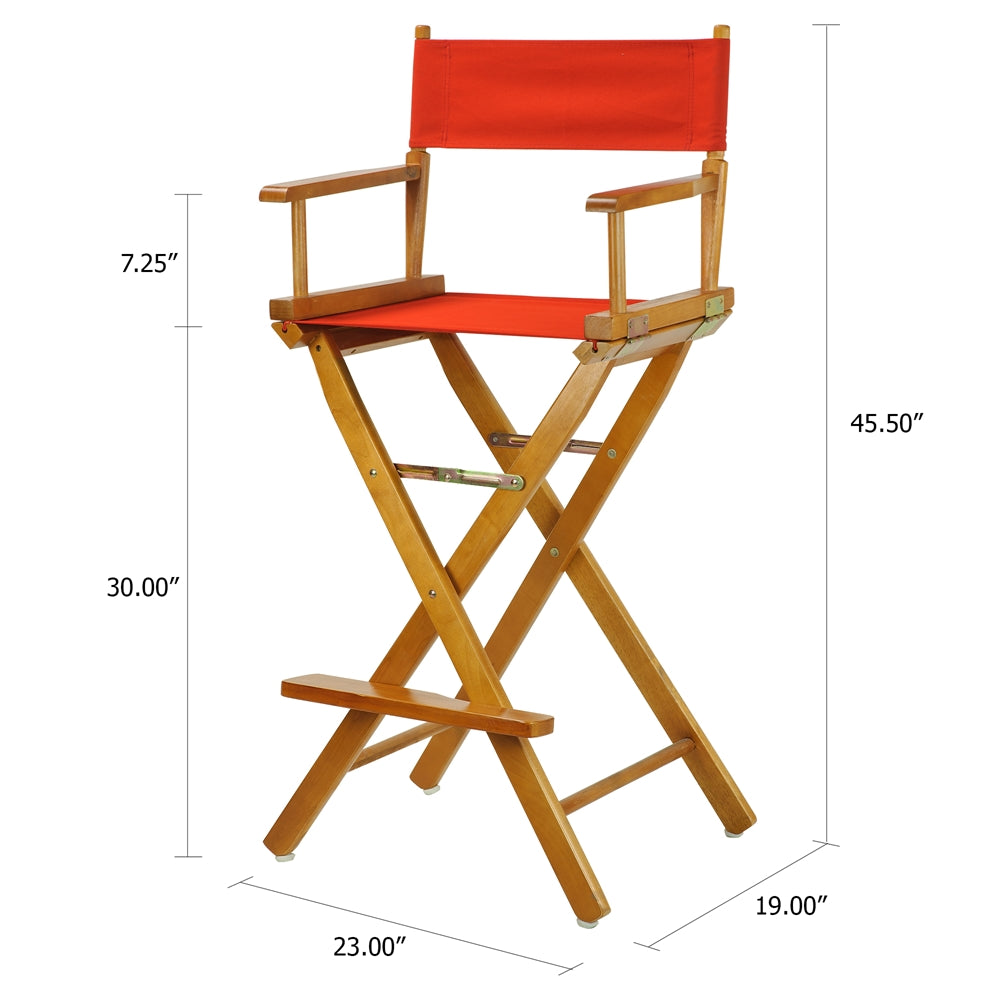 30'' Director's Chair Honey Oak Frame-Red Canvas - Casual Home