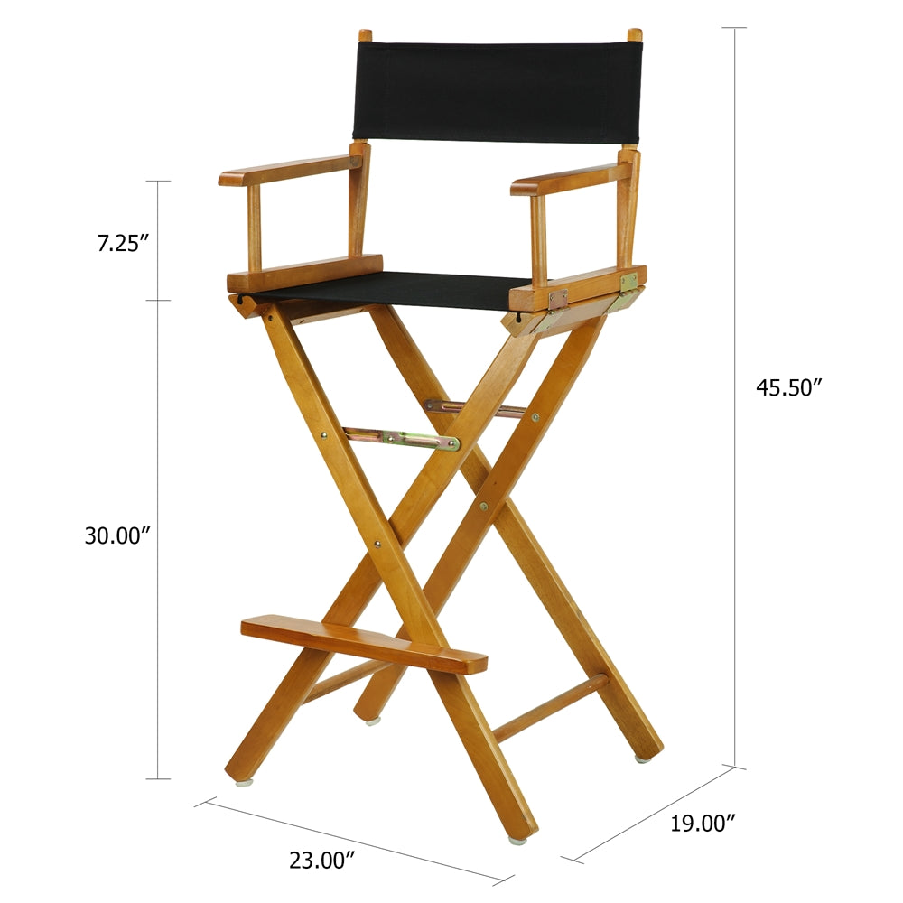 30'' Director's Chair Honey Oak Frame-Black Canvas - Casual Home