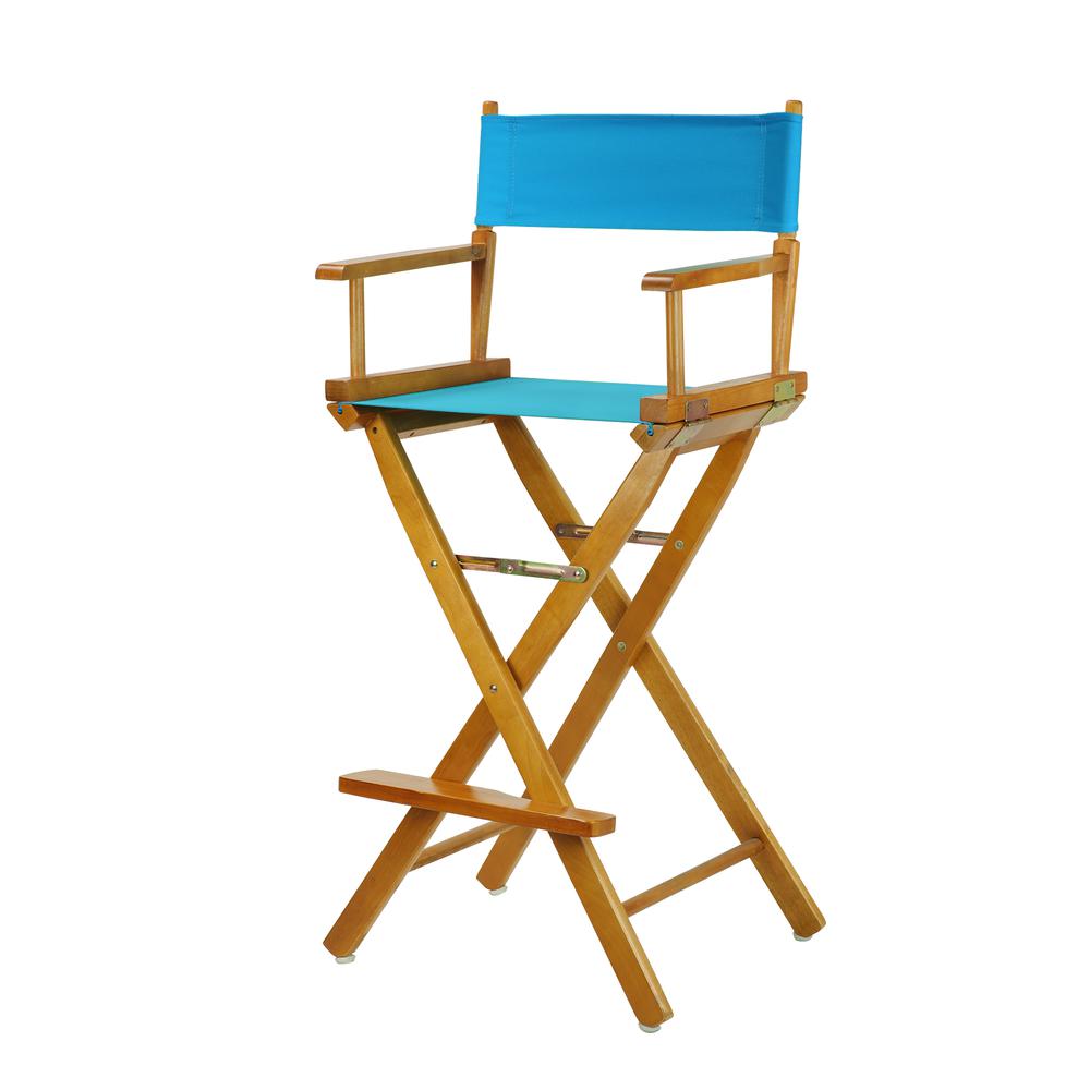 30'' Director's Chair Honey Oak Frame-Turquoise Canvas - Casual Home