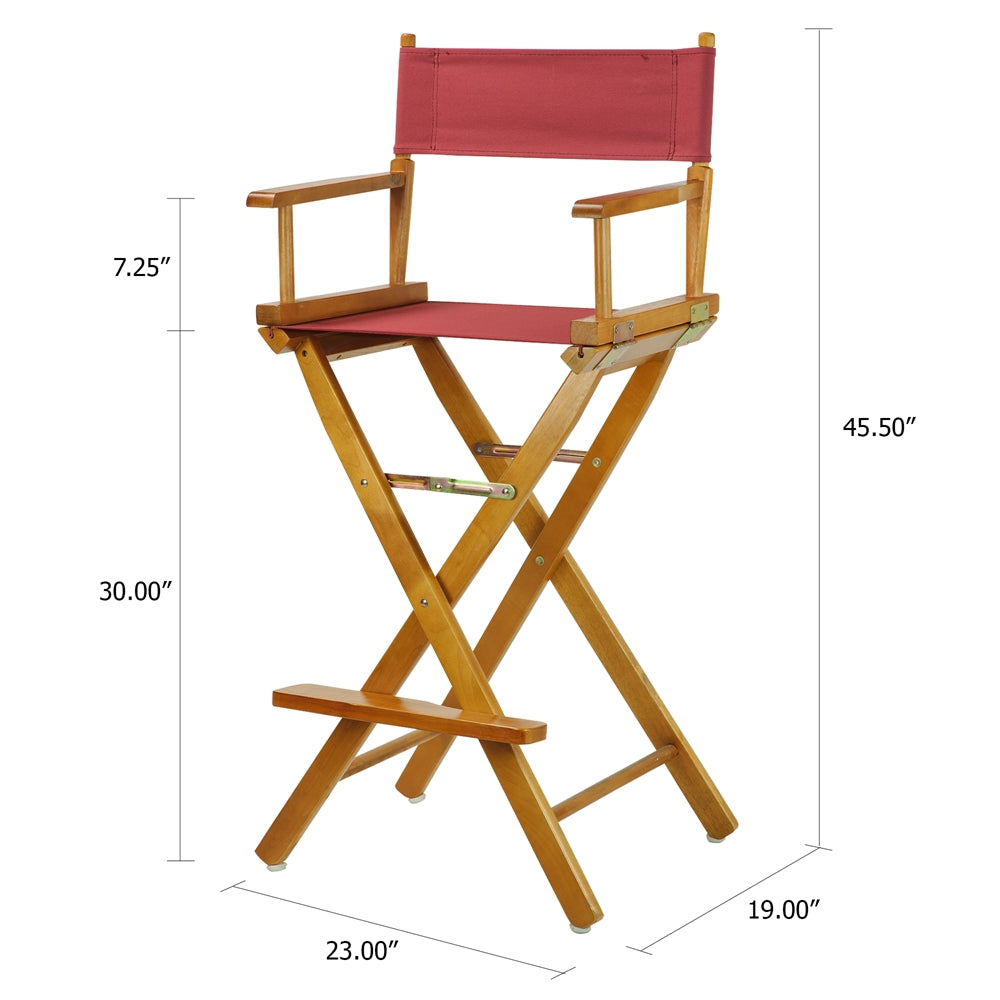 30'' Director's Chair Honey Oak Frame-Burgundy Canvas - Casual Home