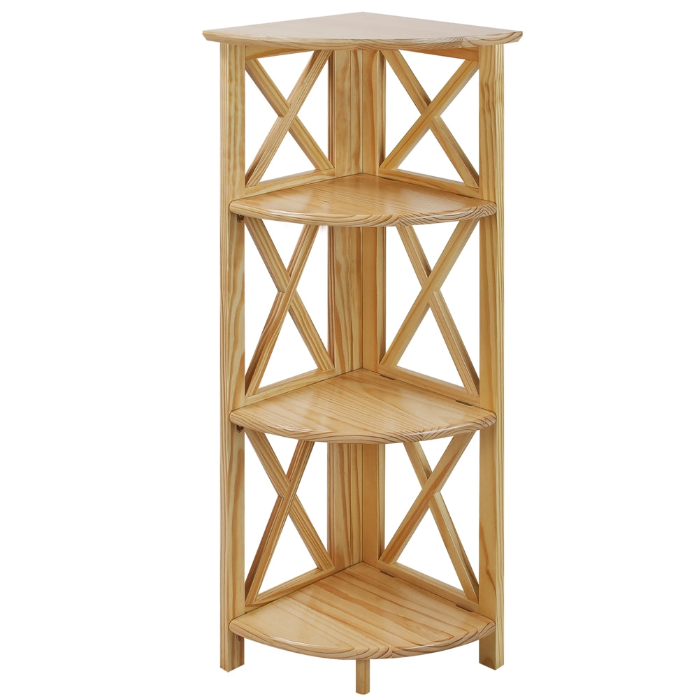 Montego 4-Shelf Corner Folding Bookcase-Natural - Casual Home
