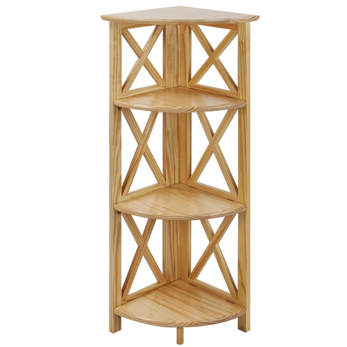 Montego 4-Shelf Corner Folding Bookcase-Natural - Casual Home