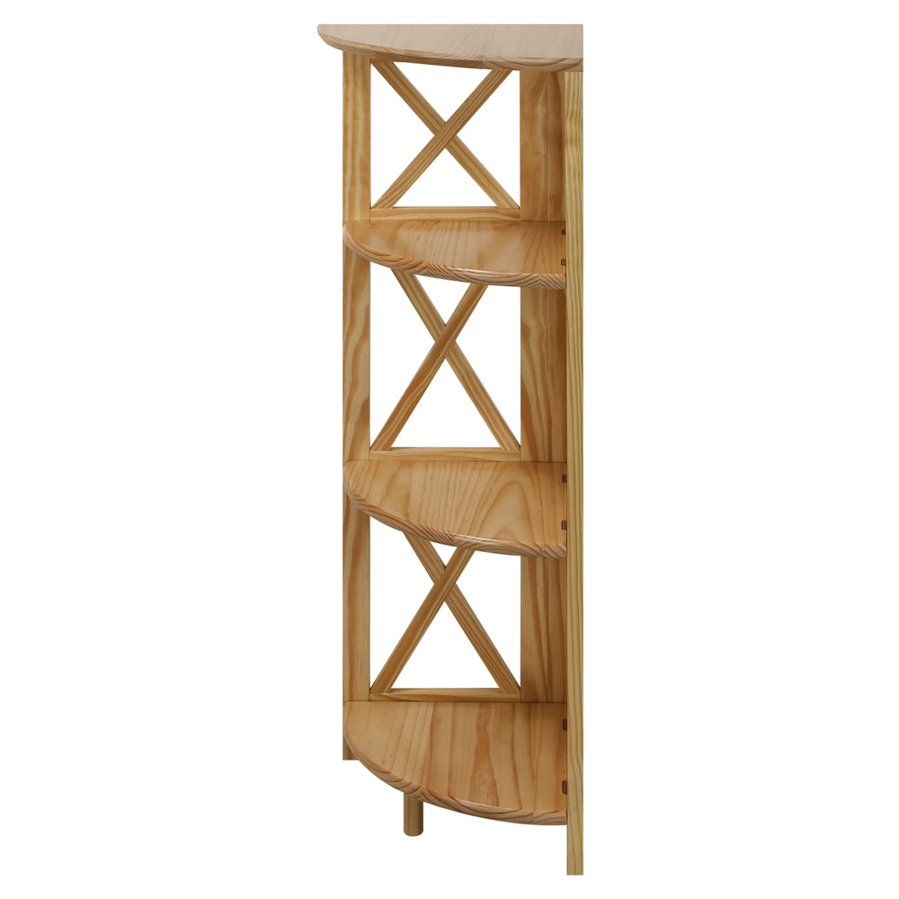 Montego 4-Shelf Corner Folding Bookcase-Natural - Casual Home