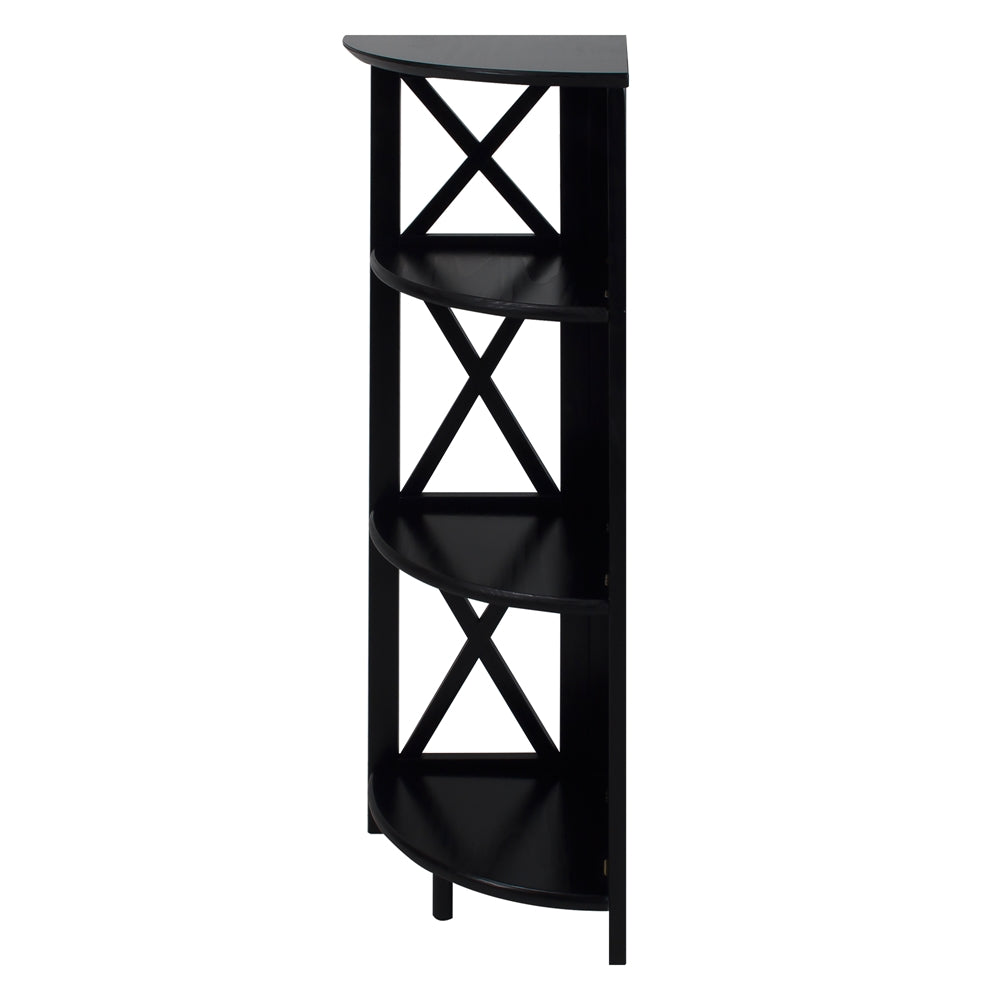 Montego 4-Shelf Corner Folding Bookcase-Black - Casual Home