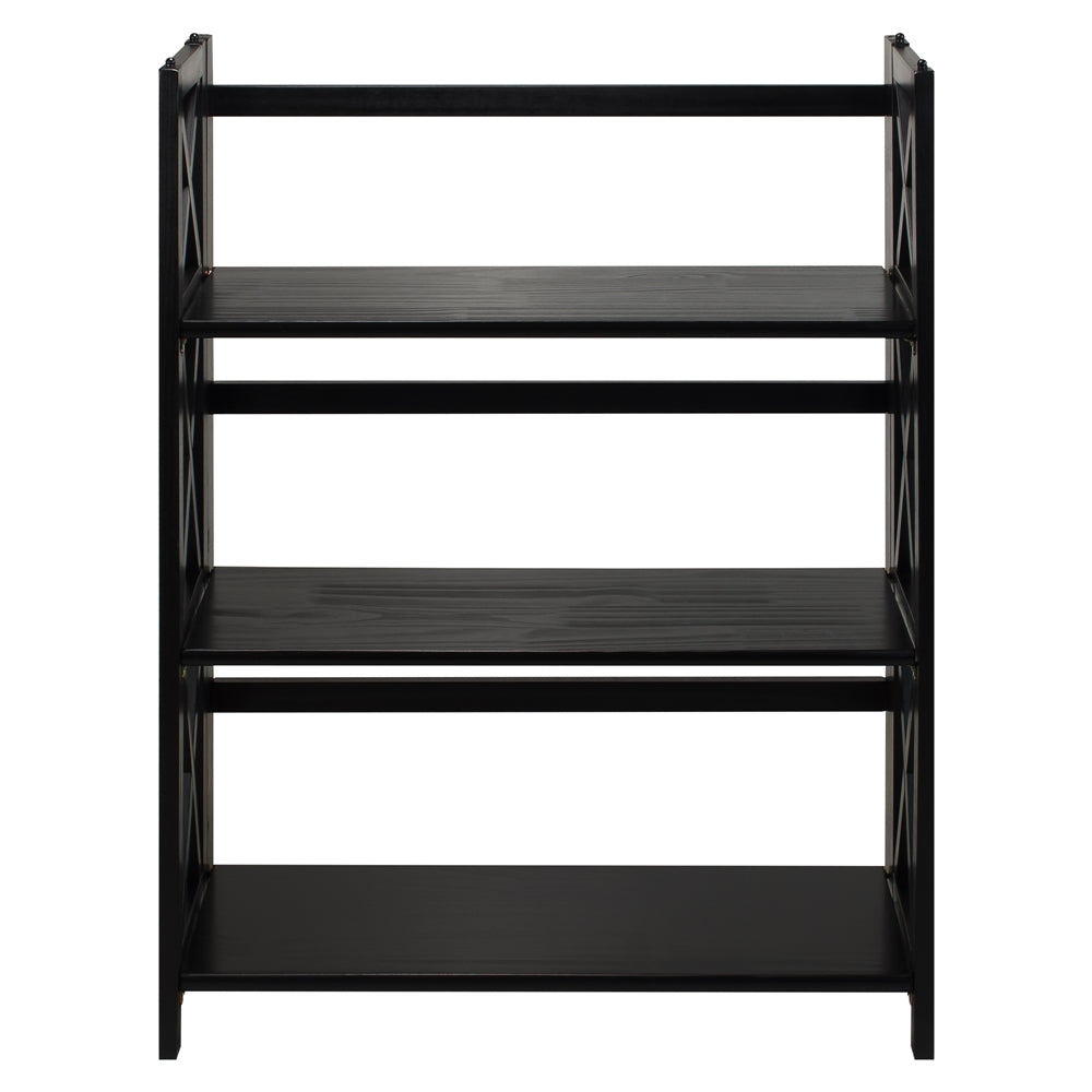 Montego 3-Shelf Folding Bookcase -Black - Casual Home