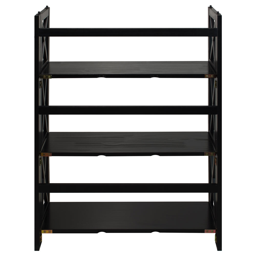 Montego 3-Shelf Folding Bookcase -Black - Casual Home