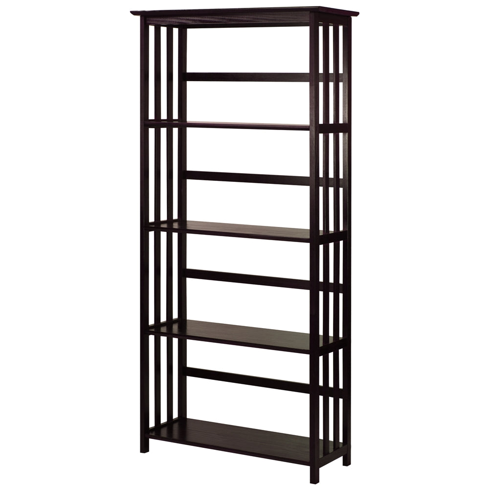 Mission Style 5-Shelf  Bookcase-Espresso - Casual Home