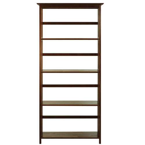 Mission Style 5-Shelf  Bookcase-Walnut - Casual Home