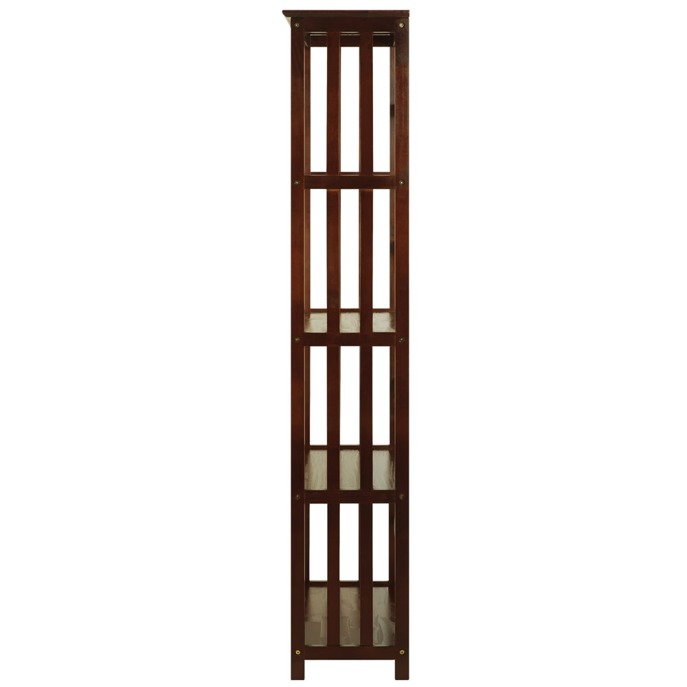 Mission Style 5-Shelf  Bookcase-Walnut - Casual Home
