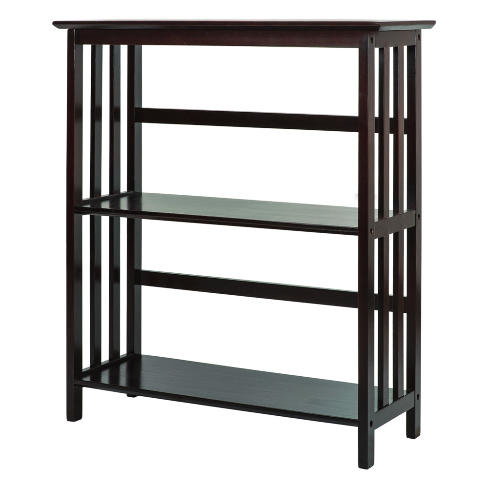 Mission Style 3-Shelf  Bookcase-Espresso - Casual Home