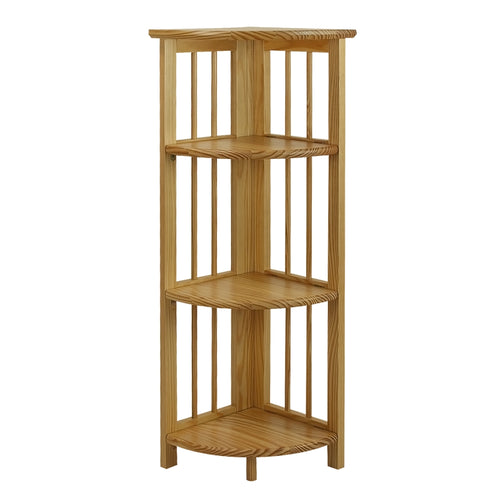 4-Shelf Corner Folding Bookcase-Natural - Casual Home