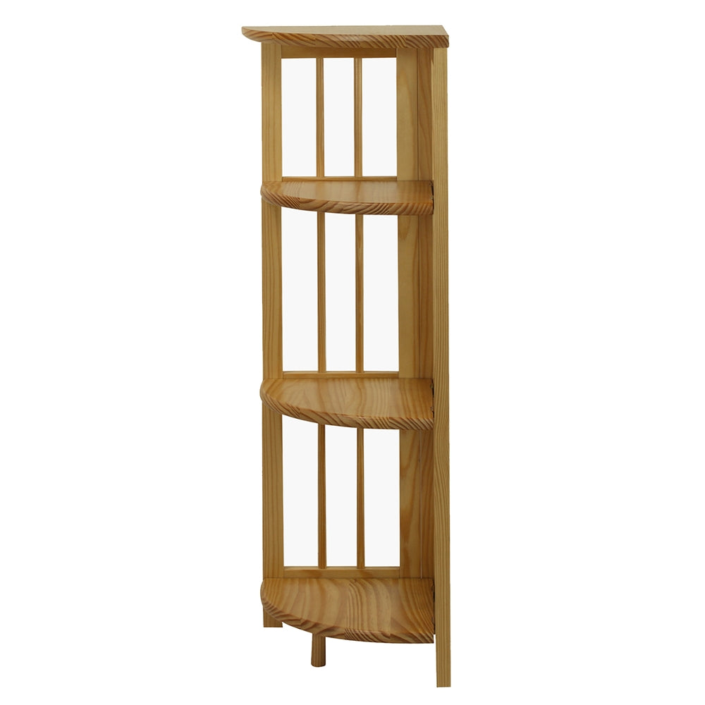 4-Shelf Corner Folding Bookcase-Natural - Casual Home