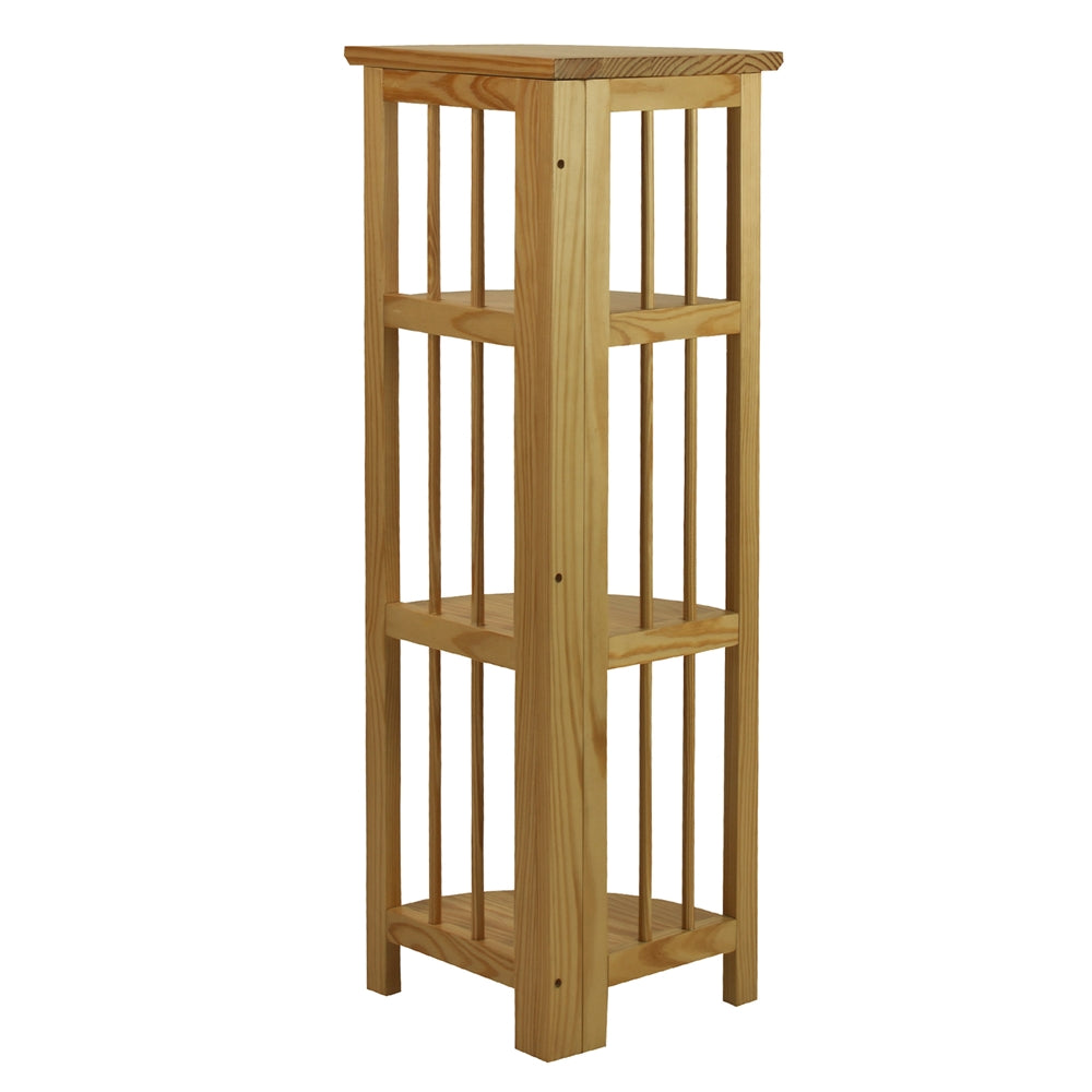 4-Shelf Corner Folding Bookcase-Natural - Casual Home